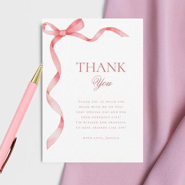 Pink Coquette Ribbon Bow Bridal Shower Thank You