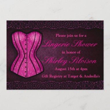 Pink Corset Lingerie Bridal Shower Invitations