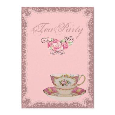 Pink Country Bridal Shower Tea Party Invitations