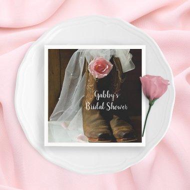 Pink Country Rose and Cowboy Boots  Paper Napkins