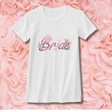 Pink Cowboy Hat With Flowers Bride T-Shirt