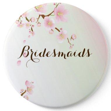 Pink & Cream Magnolia Blossom Wedding Design Pinback Button
