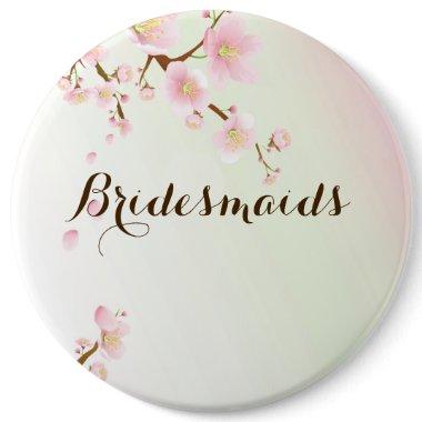 Pink & Cream Magnolia Blossom Wedding Design Pinback Button