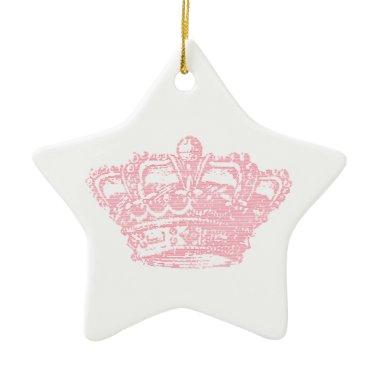 Pink Crown Ceramic Ornament
