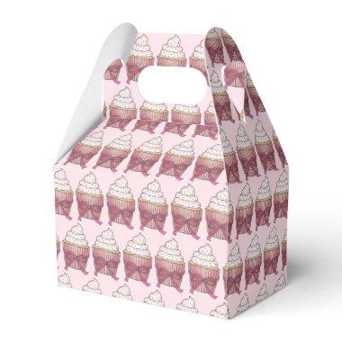 Pink Cupcake Bow Sprinkles Wedding Bridal Shower Favor Boxes