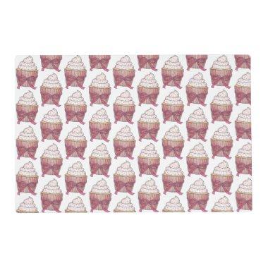 Pink Cupcake Bow Sprinkles Wedding  Placemat