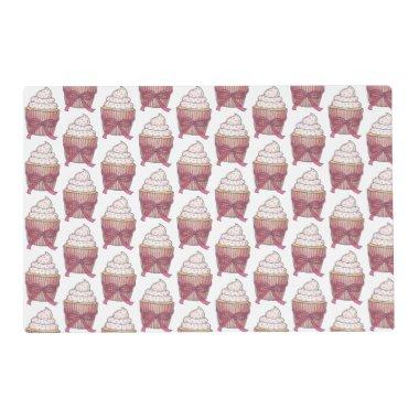 Pink Cupcake Bow Sprinkles Wedding Bridal Shower Placemat