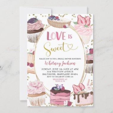 Pink Cupcake Love is Sweet Bridal Shower Invitations