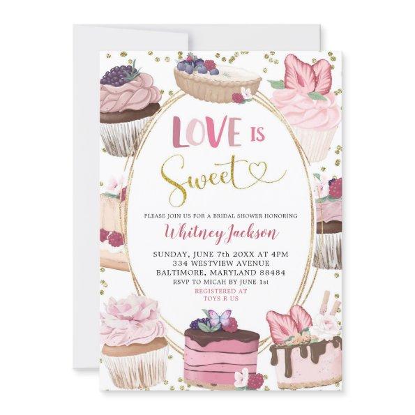 Pink Cupcake Love is Sweet Bridal Shower Invitations