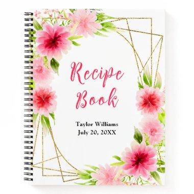 Pink Dahlia Peony Floral Recipe Book