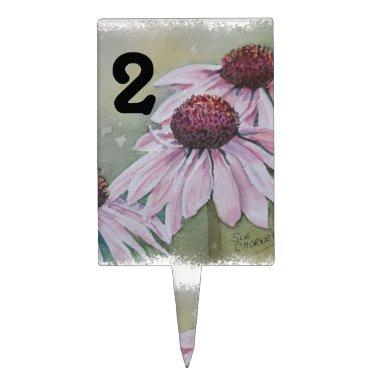 PINK DAISIES TABLE NUMBER CAKE TOPPER