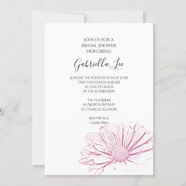 Pink Daisy Effect Floral Bridal Shower Invitations