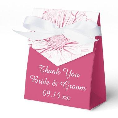 Pink Daisy Effect Floral Wedding Favor Boxes