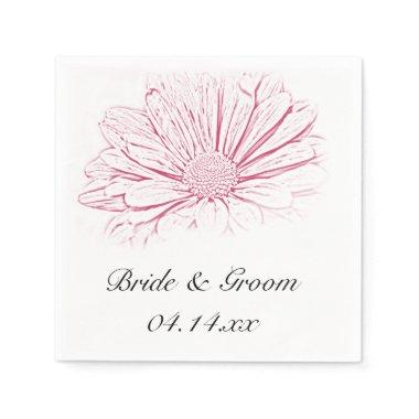 Pink Daisy Effect Floral Wedding Napkins