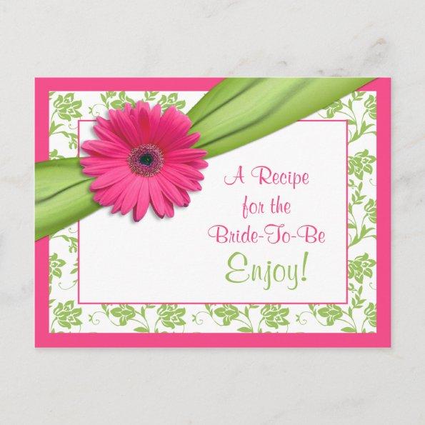 Pink Daisy Recipe Invitations for the Bride to Be