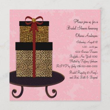 Pink Damask Leopard Gifts Bridal Shower Invitations