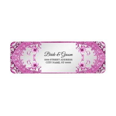 Pink Decorative Floral Return Address Label