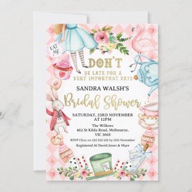 Pink Diamond Don't Be Late Bridal Shower Invitations