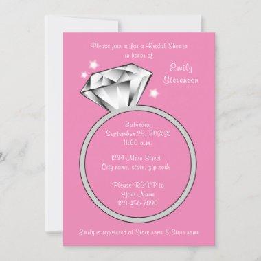 Pink Diamond ring Bridal Shower Invitations