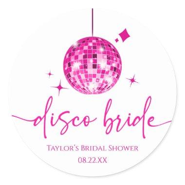 Pink Disco Ball Disco Bride  Classic Round Sticker