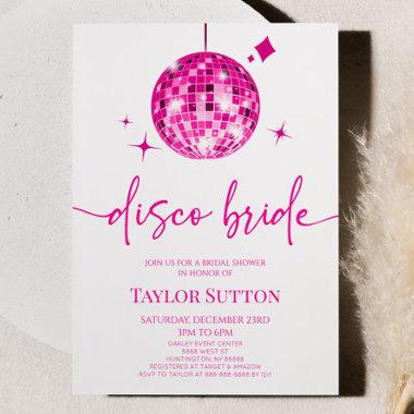 Pink Disco Ball Disco Bride Bridal Shower Invitations