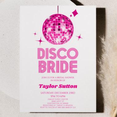Pink Disco Ball Disco Bride Bridal Shower Invitations