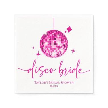 Pink Disco Ball Disco Bride Bridal Shower Napkins