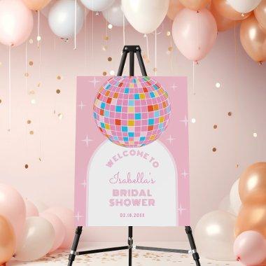 Pink Disco Ball Retro Arch Bridal Shower Welcome Foam Board