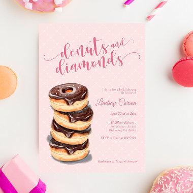Pink Donuts Diamonds Bridal Shower Invitations
