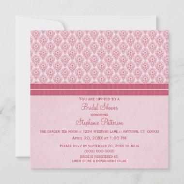 Pink Dramatic Damask Bridal Shower Invite