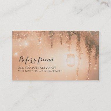 Pink Dreamy Rustic Forest Refer a Friend Client Referral Invitations