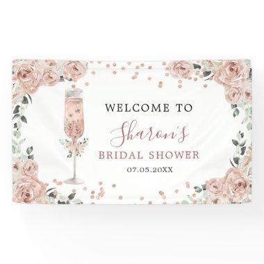 Pink Dusty Rose Petals and Prosecco Large Banner