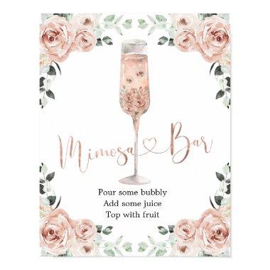 Pink Dusty Rose Petals and Prosecco Mimosa Bar Poster