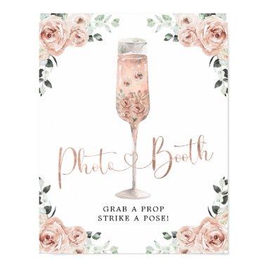 Pink Dusty Rose Petals Prosecco Photo Booth Sign