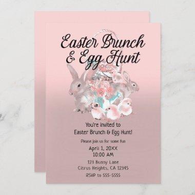 Pink Easter Brunch & Egg Hunt Spring Party Invitations