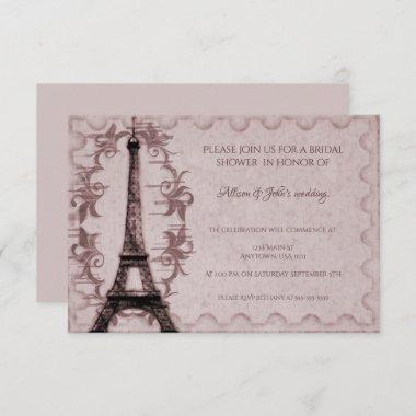 Pink Eiffel Tower Bridal Shower Invitations
