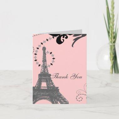 pink eiffel tower vintage paris you thank thank you Invitations