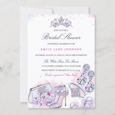 Pink Elegant Crystal Bridal Shower invite