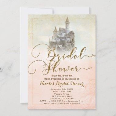 Pink Fairytale Storybook Castle Bridal Shower Invitations