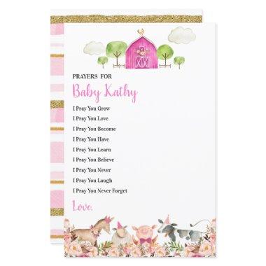 Pink Farm House Animals Barnyard Prayers for Baby