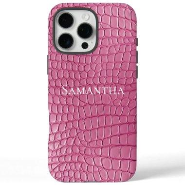 Pink Faux Alligator Animal Print iPhone 16 Pro Max Case