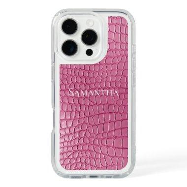 Pink Faux Alligator Animal Print iPhone 16 Pro Case