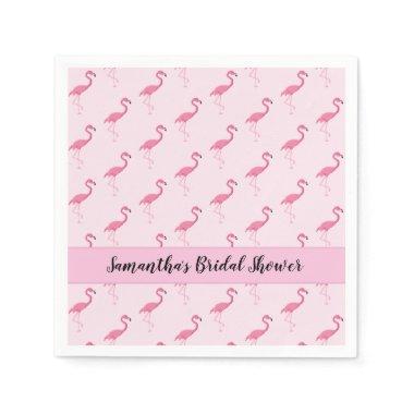 Pink Flamingo Illustration Pattern Bridal Shower Napkins