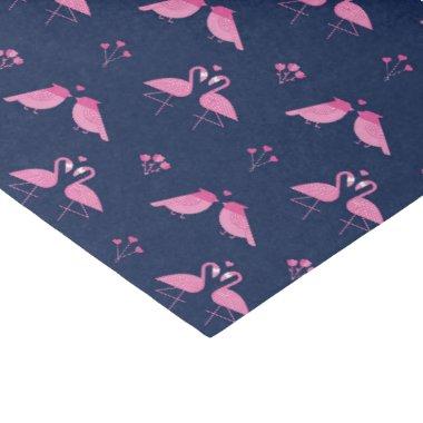 Pink Flamingo Love Birds Pattern Valentine's Day Tissue Paper