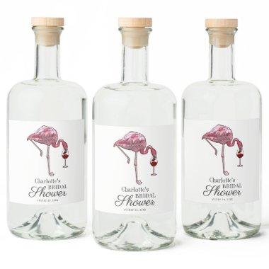 Pink Flamingo Script  Custom Summer Liquor Bottle Label