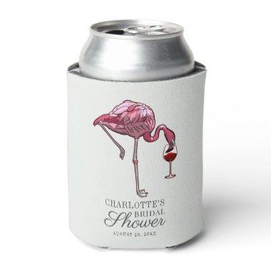 Pink Flamingo Script Summer Bridal Shower Custom Can Cooler