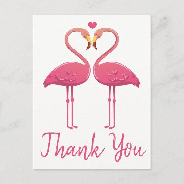 Pink Flamingo Thank You Tropical Wedding, Bridal PostInvitations
