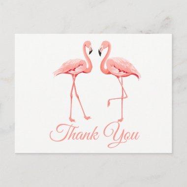 Pink Flamingo Thank You Tropical Wedding Summer PostInvitations