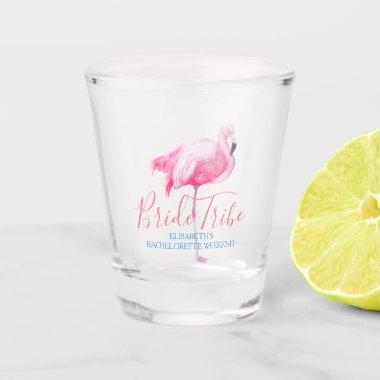 Pink flamingo tropical bachelorette party shot glass