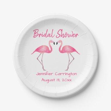 Pink Flamingo Tropical Bridal Shower Paper Plates